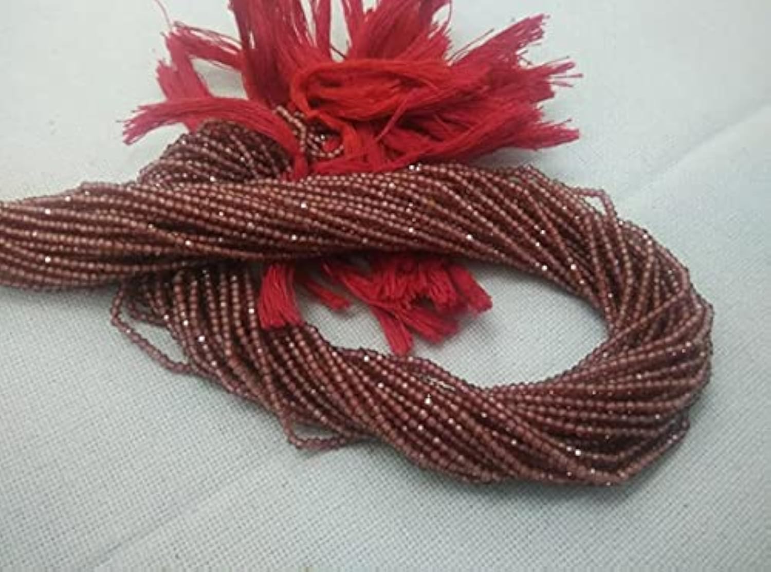 Grenat naturel micro facetté 2mm fil de perles rondelles pour collier et bracelet