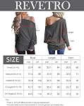 REVETRO Femmes hors de l'épaule Tops manches longues T-shirts surdimensionnés Loose Casual Batwing Top...