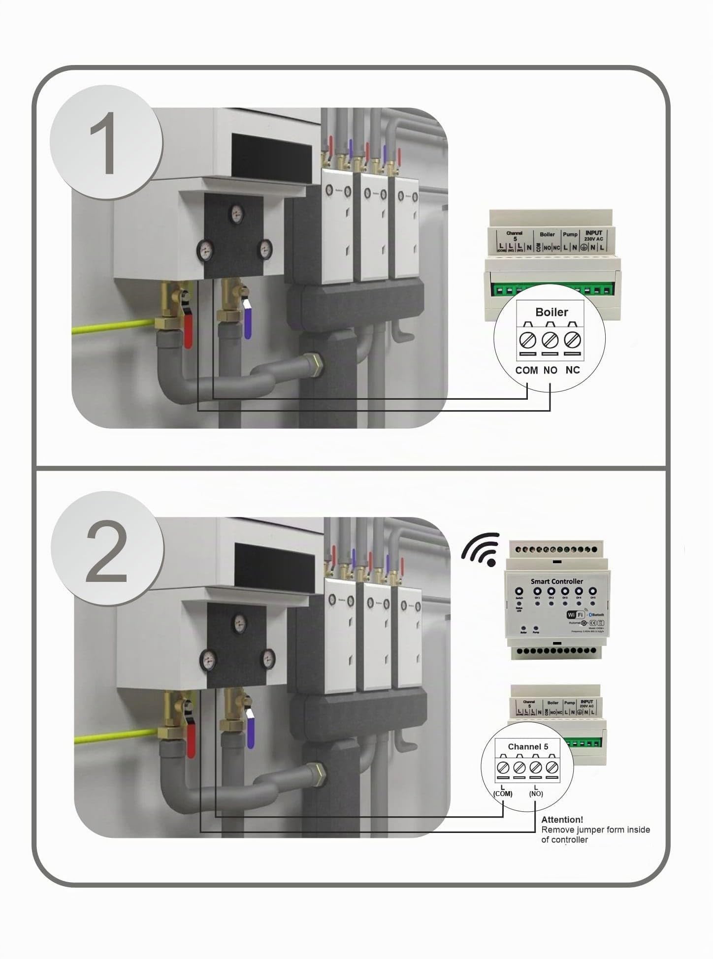 Automat-on Set für Fußbodenheizung mit 4x Temperatursensor Stellantrieb Fussbodenheizung 230V und Smart Home Controller WiFi Kompatibel mit Alexa Google Home Assistant Tuya Steuerung für 4 Räume