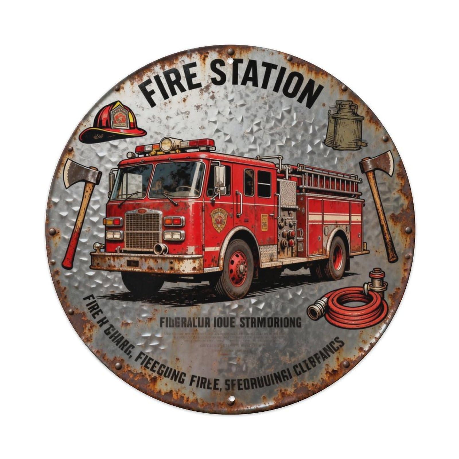 FIRE STATION Metal Tin Sign Plaque