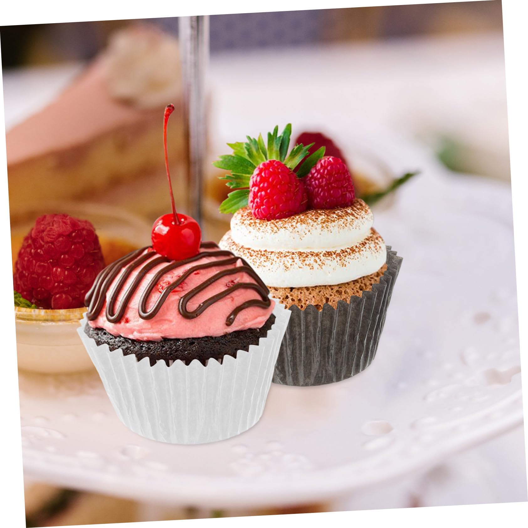 Caissettes en Papier pour Cupcakes et Muffins Grand Format, Lot de 1000 Pièces Blanc et Café, Papier Ingraissable Épais, Moules à Gâteaux Polyvalents pour Fêtes et Pâtisserie
