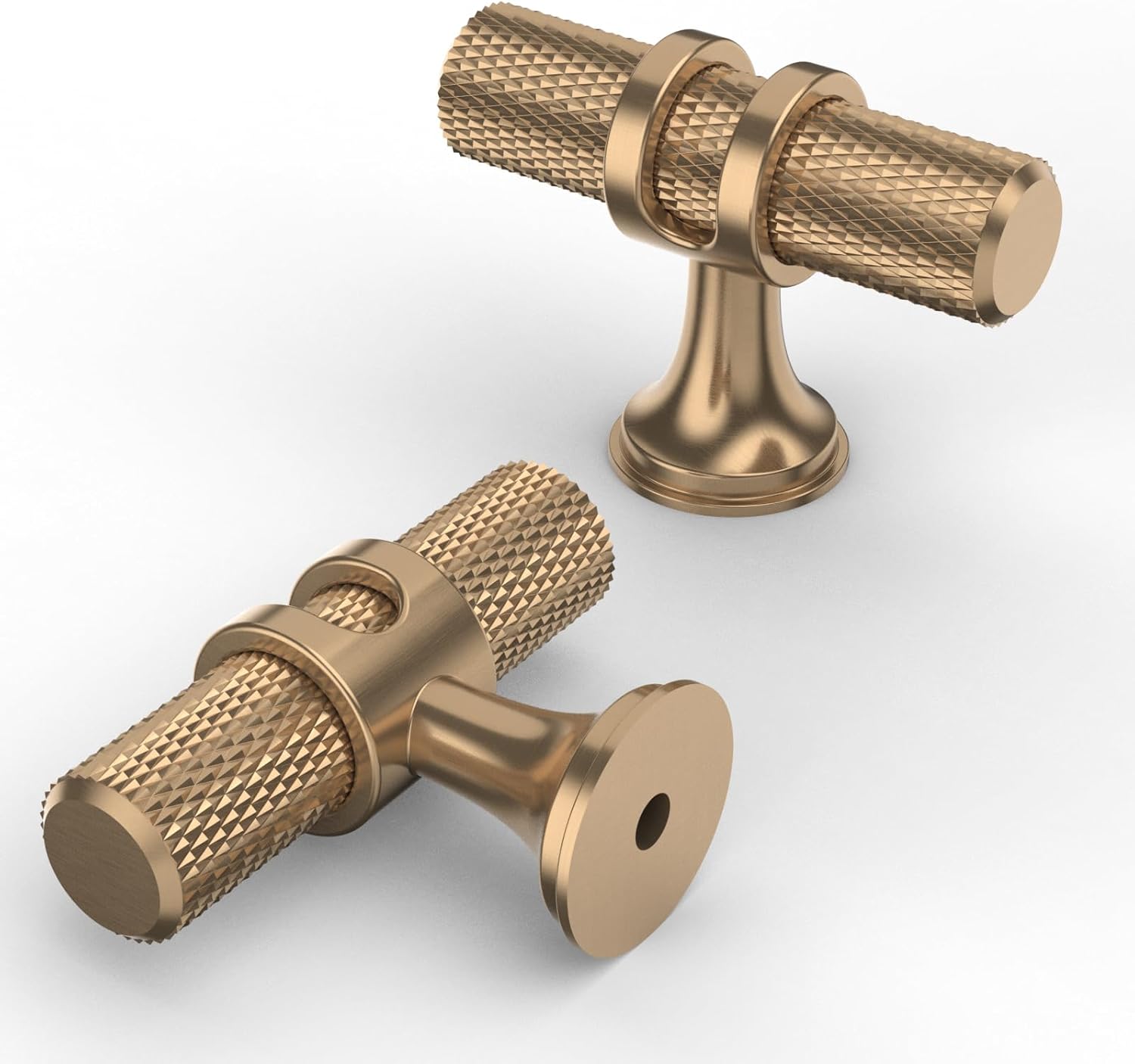 9BUILD 10 Pack 2 Inch Champagne Bronze Knobs Knurled Kitchen