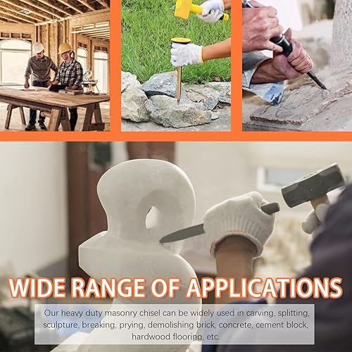 Miniatura 7 de Tanstic Kit de 6 martillos y cinceles de roca de geología, martillo de 30 onzas y cincel de excavación de 12 pulgadas, silbato, gafas de seguridad,