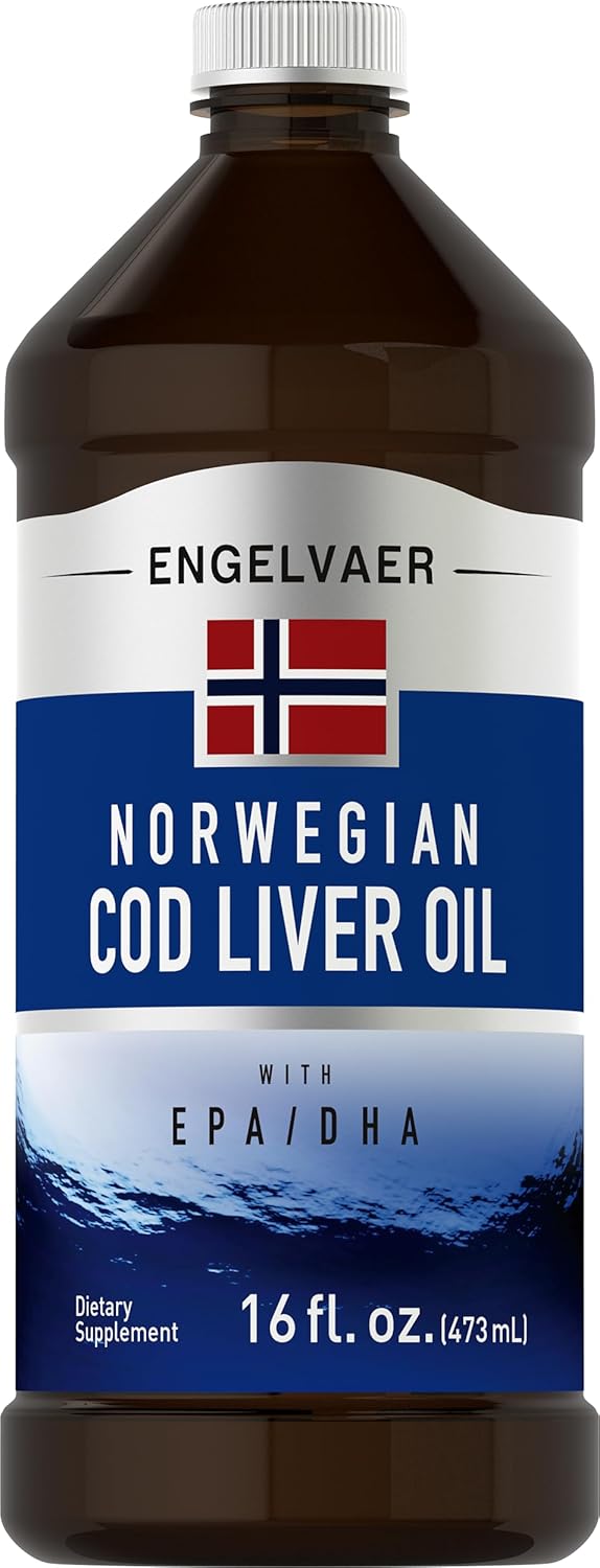 Piping Rock Cod Liver Oil Liquid | 16 fl oz | with EPA DHA | Engelvaer Norwegian | Non-GMO, Gluten Free Supplement Piping Rock Cod Liver Oil Liquid | 16 fl oz | with EPA DHA | Engelvaer Norwegian | Non-GMO, Gluten Free Supplement