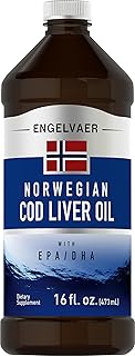 Piping Rock Cod Liver Oil Liquid | 16 fl oz | with EPA DHA | Engelvaer Norwegian | Non-GMO, Gluten Free Supplement