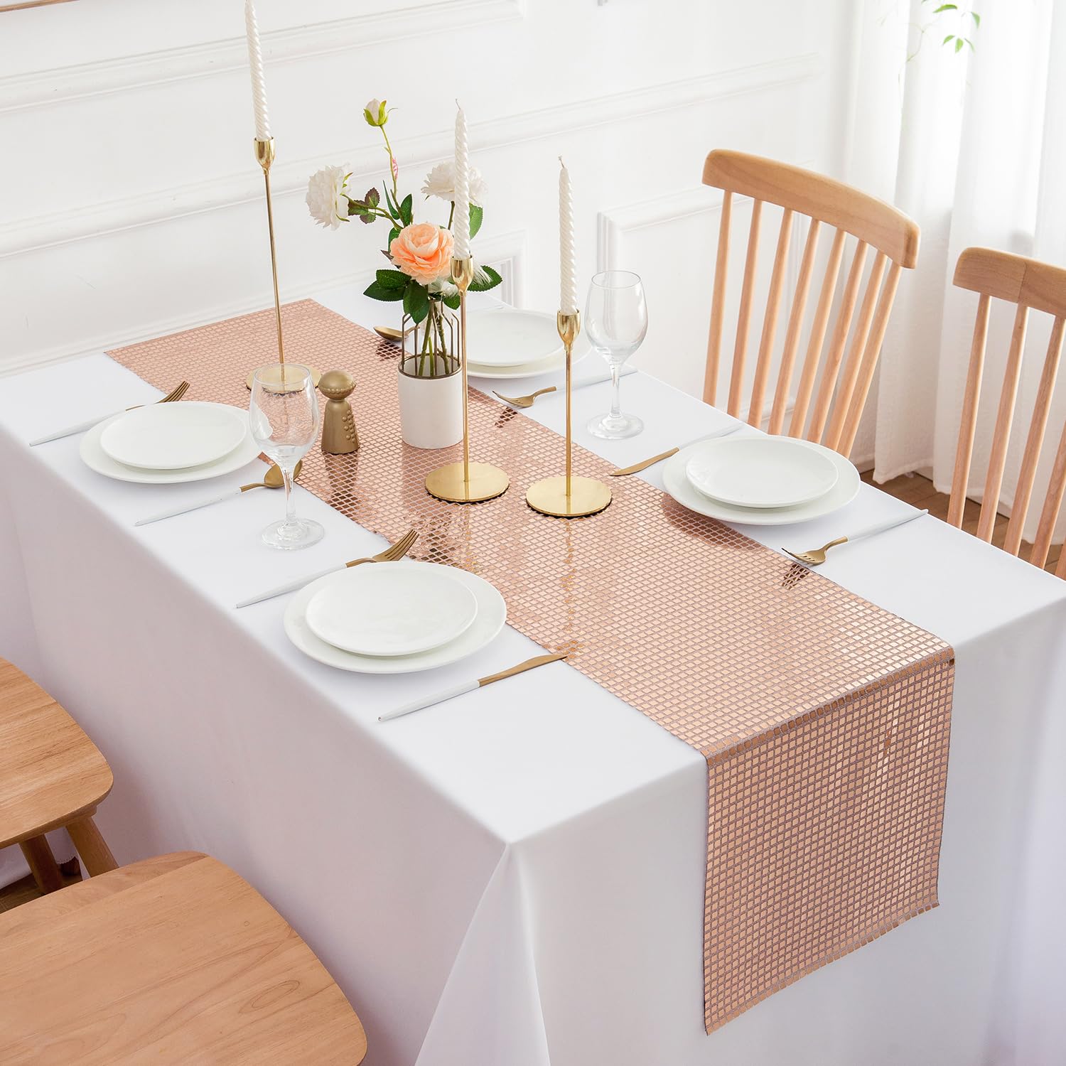 Lot 2 Chemins De Table Rose Vif Pailleté - 27.9 X 274 Cm - Mariage Fête Anniversaire Noël