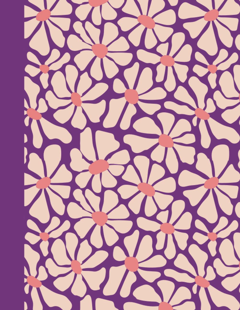 Composition Notebook Journal: Retro Aesthetic | Purple Flower Pattern | Wide Ruled Paperback Book – 8.5 x 11 |100 Pages | Composition Notebook for Girls, Teens