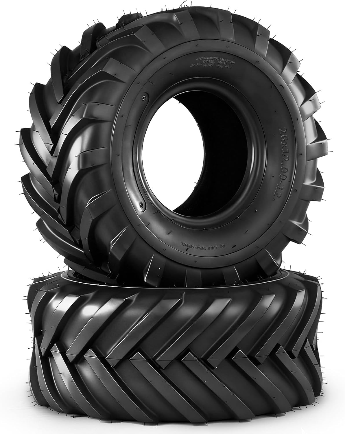 26x12.00-12 Lawn & Garden Mower Tires (Set of 2),26x12x12 Tubeless Tractor Turf Tire,4 Ply Heavy Duty Tires for Riding Golf Carts Lawn Mower Riding