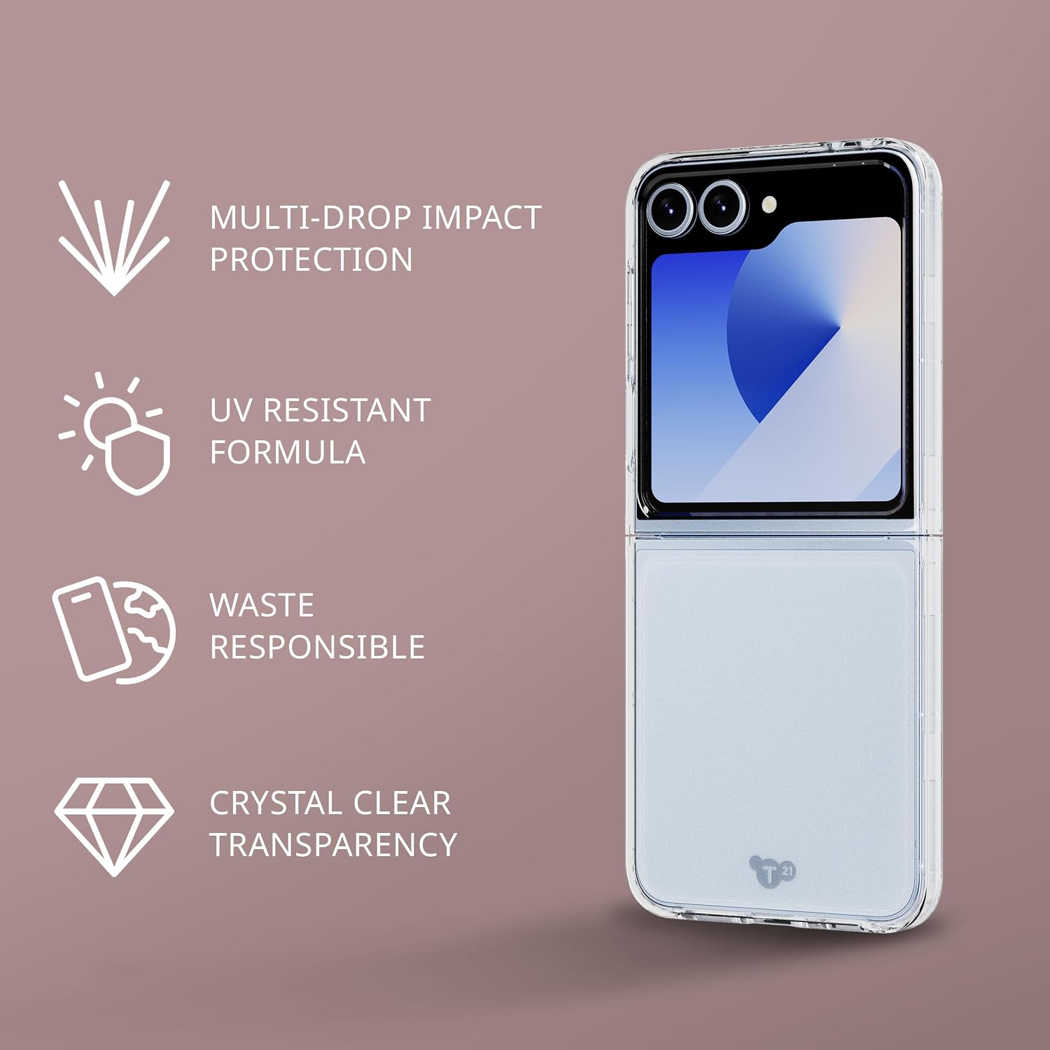 Tech21 EvoClear case for Samsung Galaxy Z Flip6 - Impact Protectoin -Anti-Yellowing - Clear case