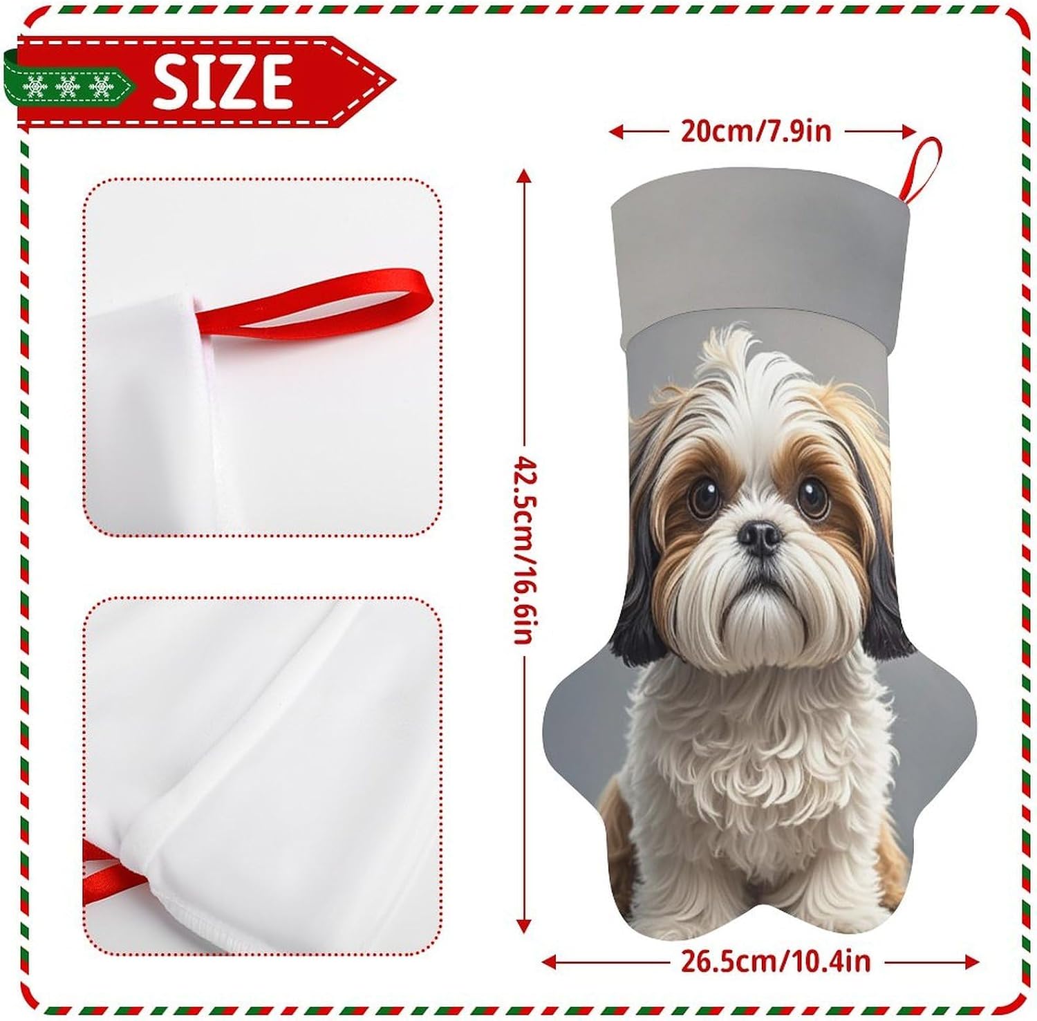 Shih Tzu Dog Paw Shape Stocking Cute Candy Gift Toy Sock Personalized Dog Paw Christmas Stocking Xmas Hanging Stockings Holiday Decorations Stockings image 2
