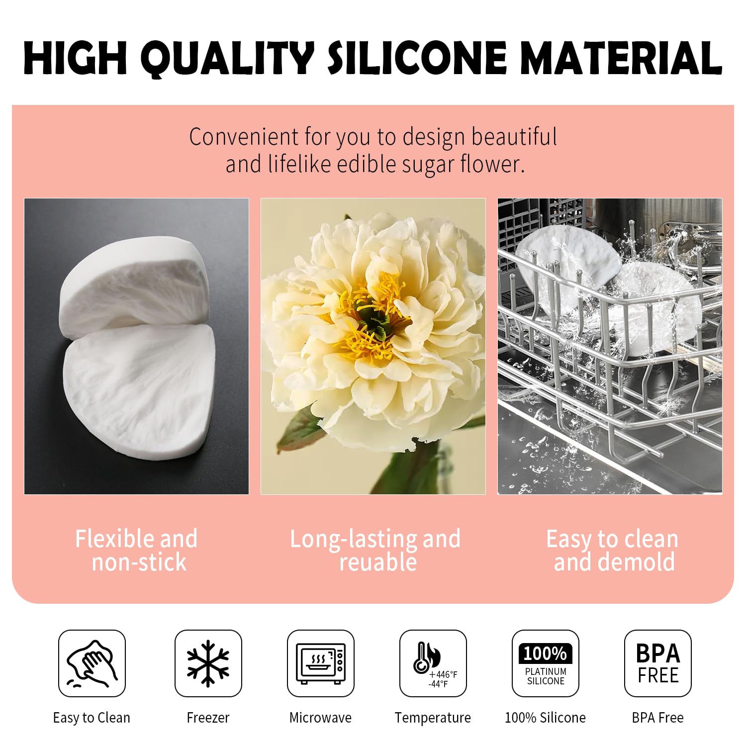 Peony Sugar Petal Veiner Molds - Silicone -3