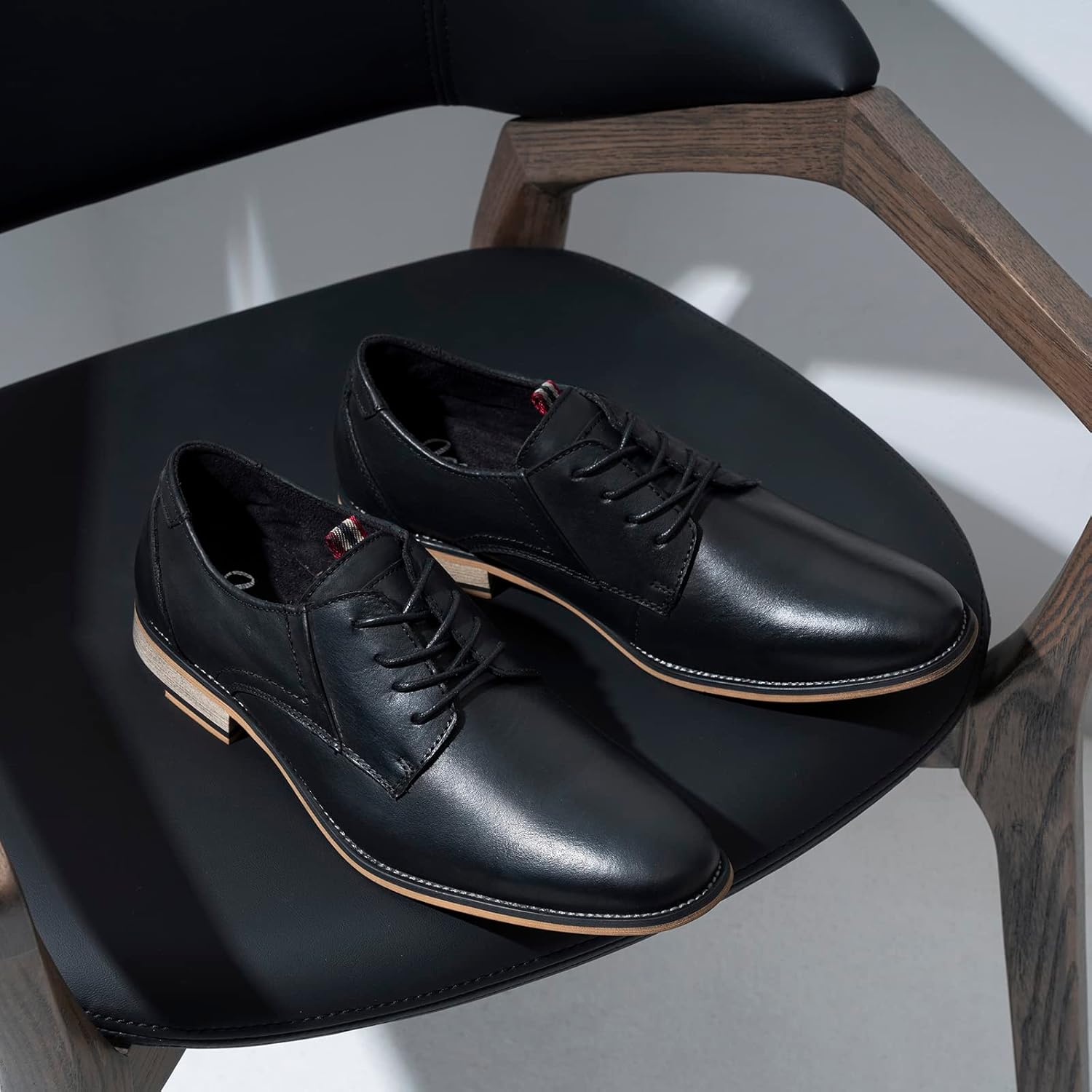 Jousen Men's Dress Shoes Leather Wingtip Formal Business Oxford Shoes Brogue Retro Derby Dress Shoes for Men - Image 3