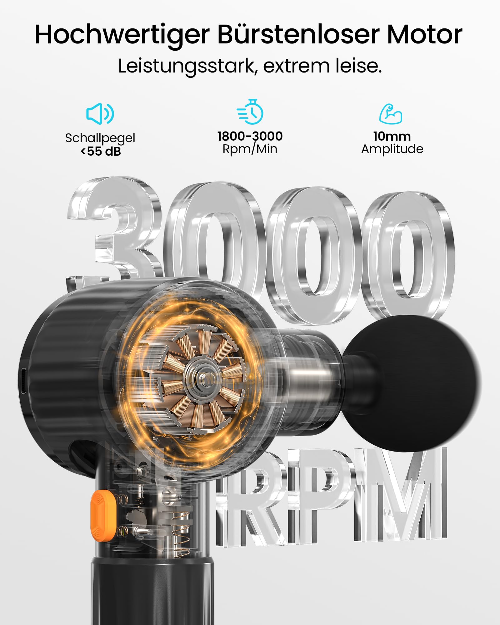 Massagepistole mit Wärme und Kälte,NAPRE Massage Gun Massage Pistole mit Verlängerungsgriff,Einstellbaren Winkeln,Muskel Percussion Massagegerät für Rücken,Nacken,Körper Entspannung,6 Köpfe & Koffer