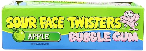Miniatura 2 de Face Twisters Pajitas de goma de mascar ácidas, manzana verde, 2 onzas (paquete de 12)