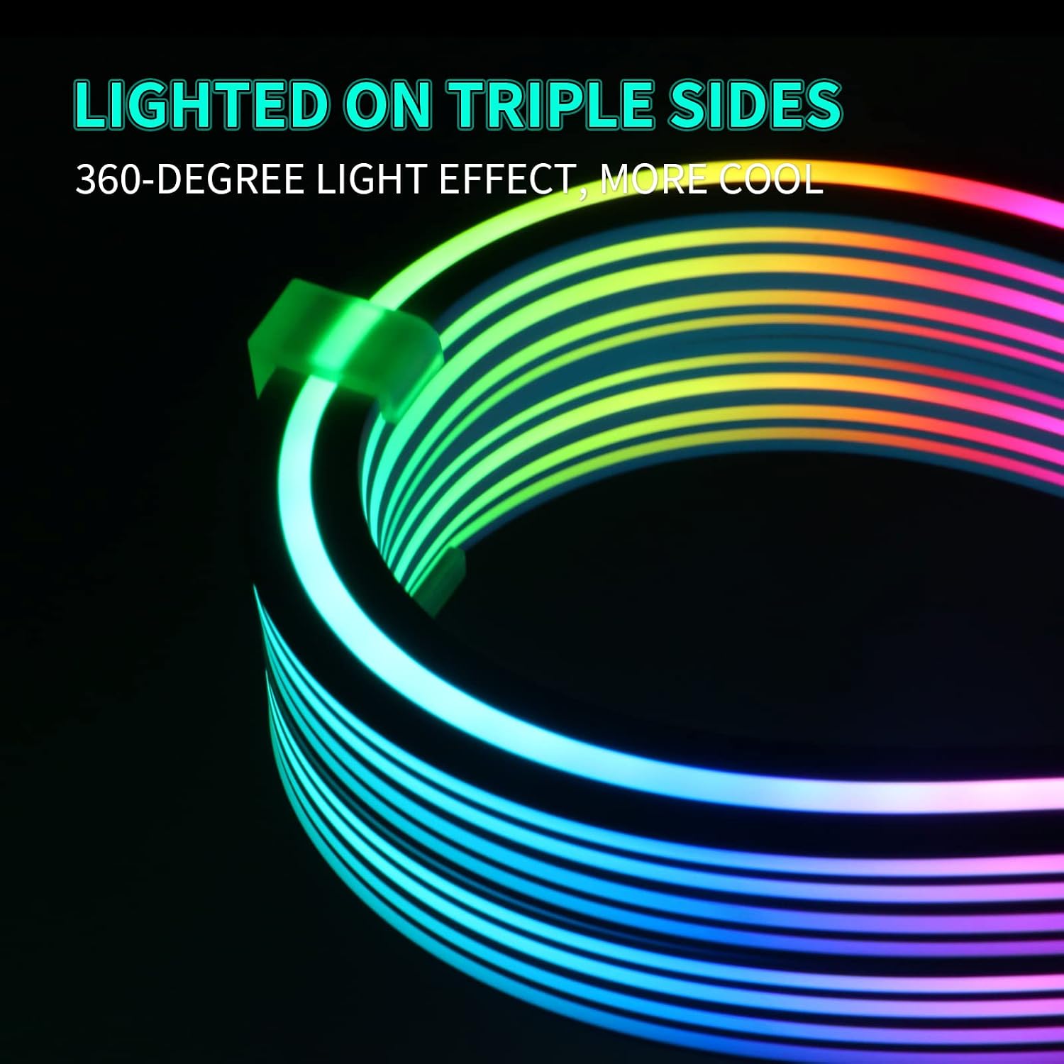 Sirlyr 8 Pin RGB GPU Cable,2 x 8Pin (6+2) PCIE RGB PSU Cables 5V 3Pin ARGB Graphics Card Power Supply Extension - for PC Build,Four Sides Lighting Strips White Style - 2