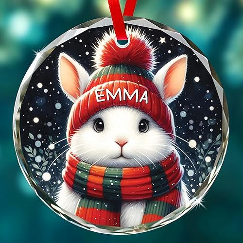 Miniatura 6 de Adorno de cristal de jirafa con nombre personalizado, regalo de adorno de Navidad personalizado para amantes de las jirafas, adornos de Navidad