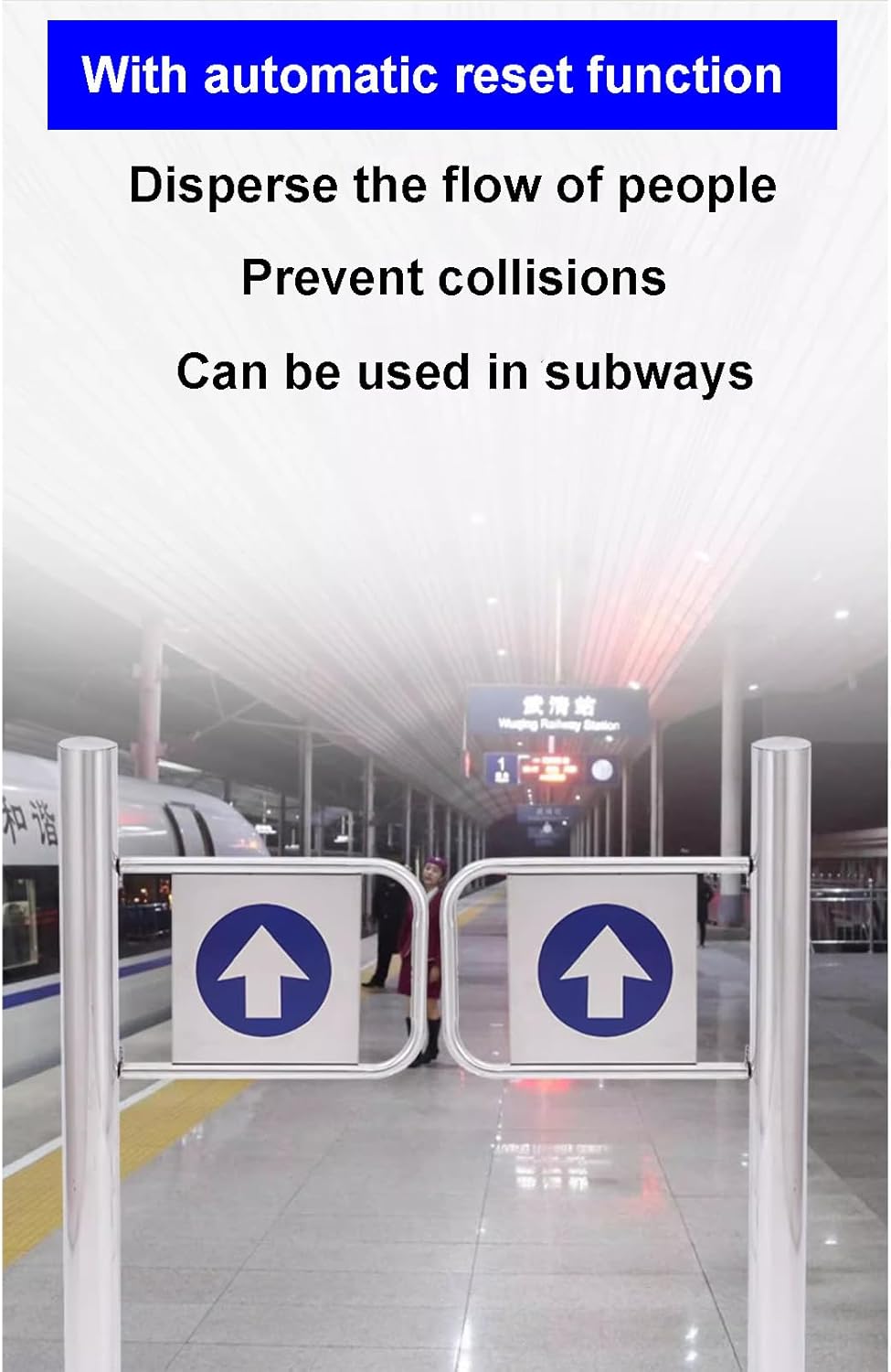 Stainless Steel Manual One-Way Swing Door, Automatic Rebound Swing Gate with Spring for Supermarket Factory Aisle Park Aisle School Entrance Gate(100×97 cm)(Stainless Steel)