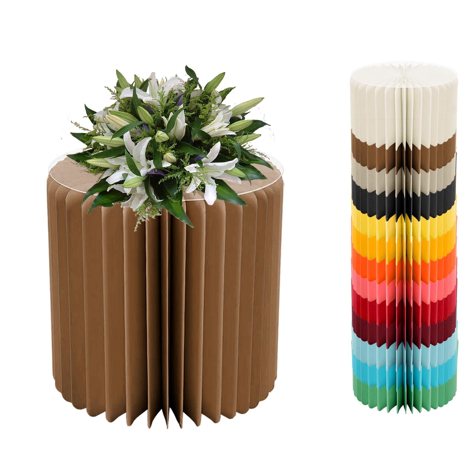 YTBHSHXZ plinth， Foldable Cardboard Cylinder Pedestal Cake Stand Multicolor 20-100cm(Brown,H 40cm/15.7in)