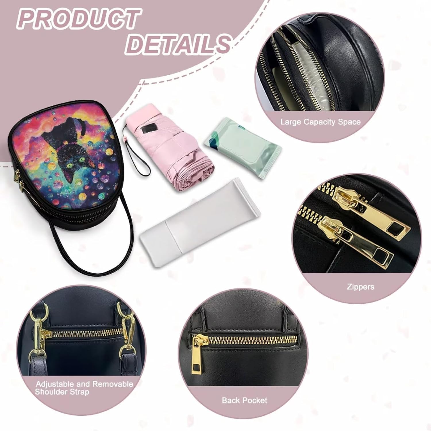 PU Leather Ladies Bag Crossbody Purse with Double Zipper Pocket Women's Double Layer Leather Shoulder Square Bags