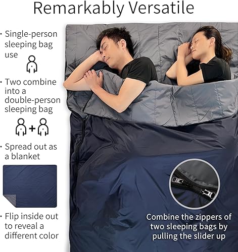 Miniatura 7 de Litume Saco de dormir compacto de 68 F a 50 F 1.6 libras, saco de dormir combinable ligero portátil para adultos para mochileros, camping,