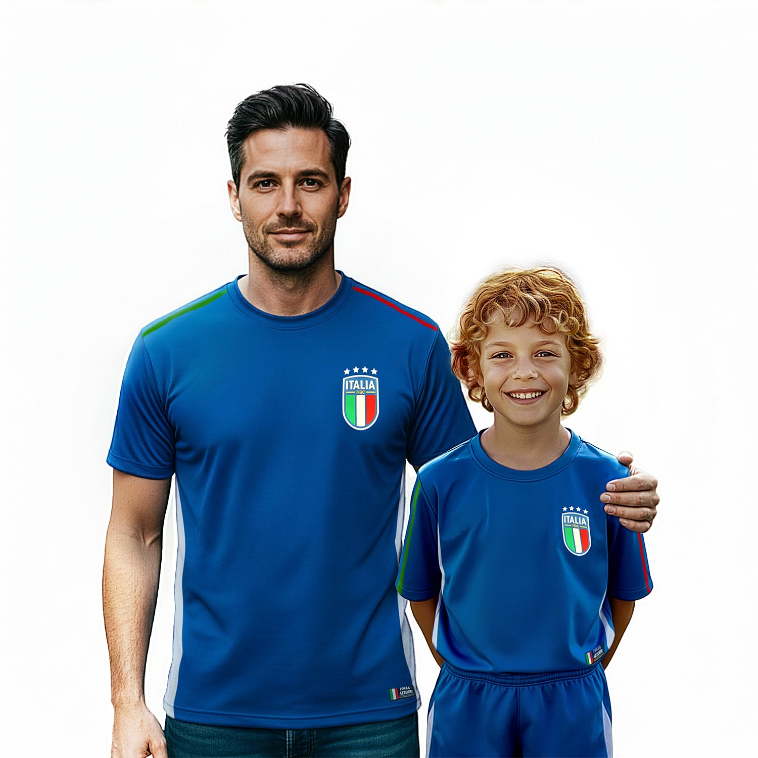 ITALIA FIGC Offizielles Fußballtrikot. Technisches T-Shirt mit normaler Passform für Herren, Jungen und Kinder.