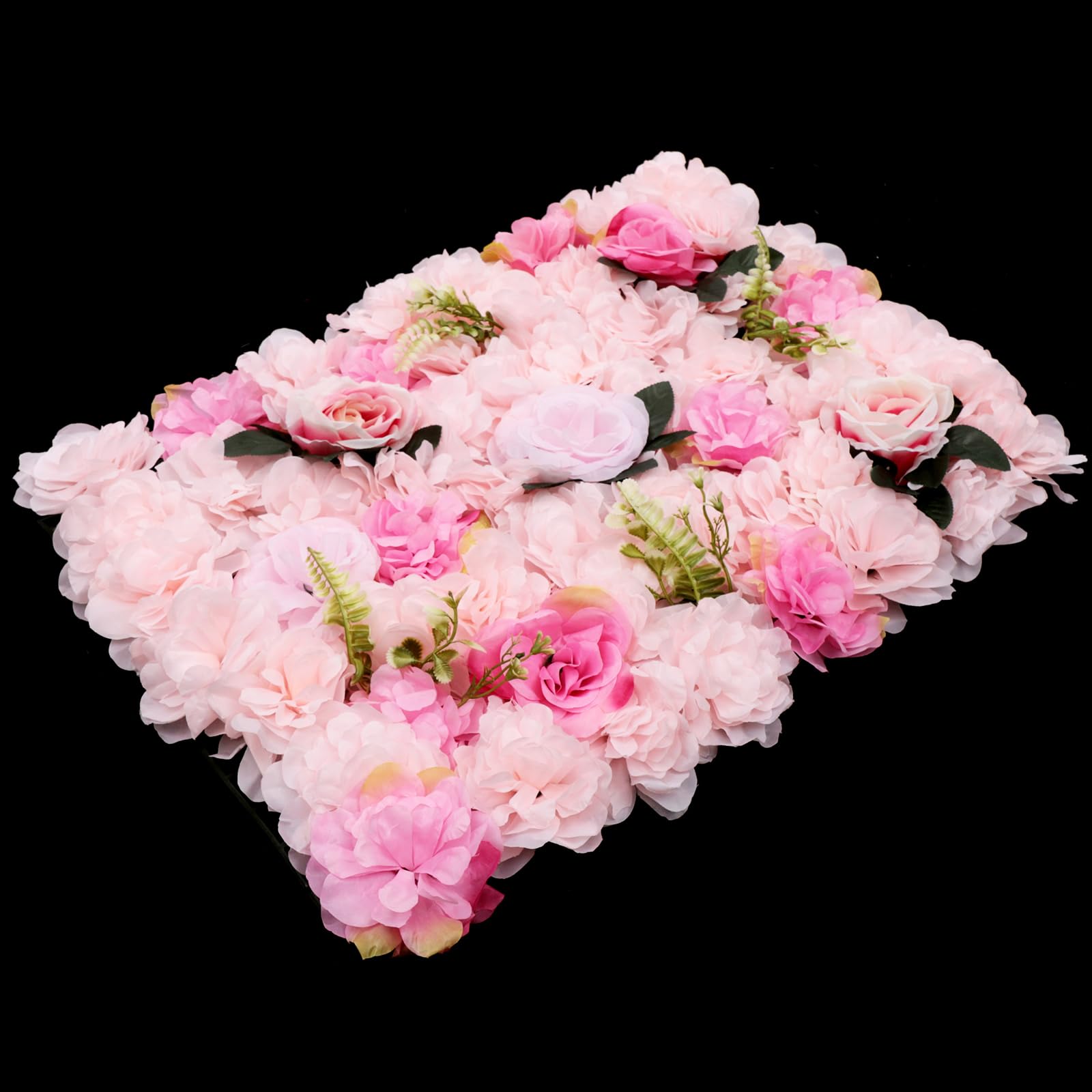 Wandmo, 12 pannelli da parete per fiori, 60 x 40 cm, fiori artificiali in seta e plastica, dalie, rose e piante acquatiche, rosa chiaro, traliccio floreale per matrimoni, feste, compleanni