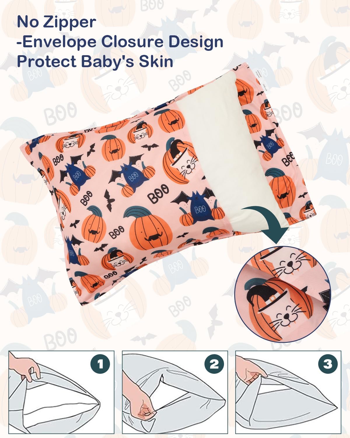 ALVABABY Halloween Toddler Pillowcases Stretchy Soft Kids Pillow Cover 2 Pack Fit 13"x 18" or 12"x16" Envelope for Girl Boy Sleepy Travel 2TPE36A image 4