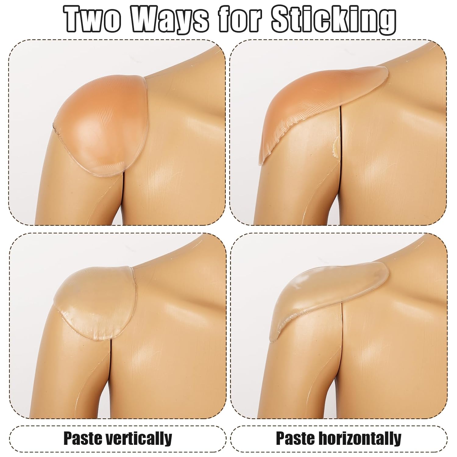 LUTER 2 Pairs Silicone Shoulder Pads, Reusable Invisible Shoulder Pads Non-Skidding Shoulder Enhancer Push-up Pads for Women Clothing (Clear, Skin Color) - Image 5