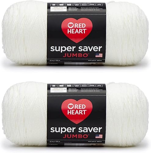 Red Heart Super Saver - Hilo jumbo, color blanco suave, 2 unidades (paquete de 1)
