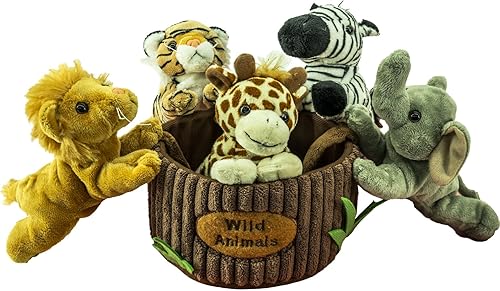 YOHAKI Juego de juguetes de peluche de animales del bosque, pequeños, adorables animales de peluche, juego de 5 animales en una cesta de transporte. disponible en Yaxa Venezuela
