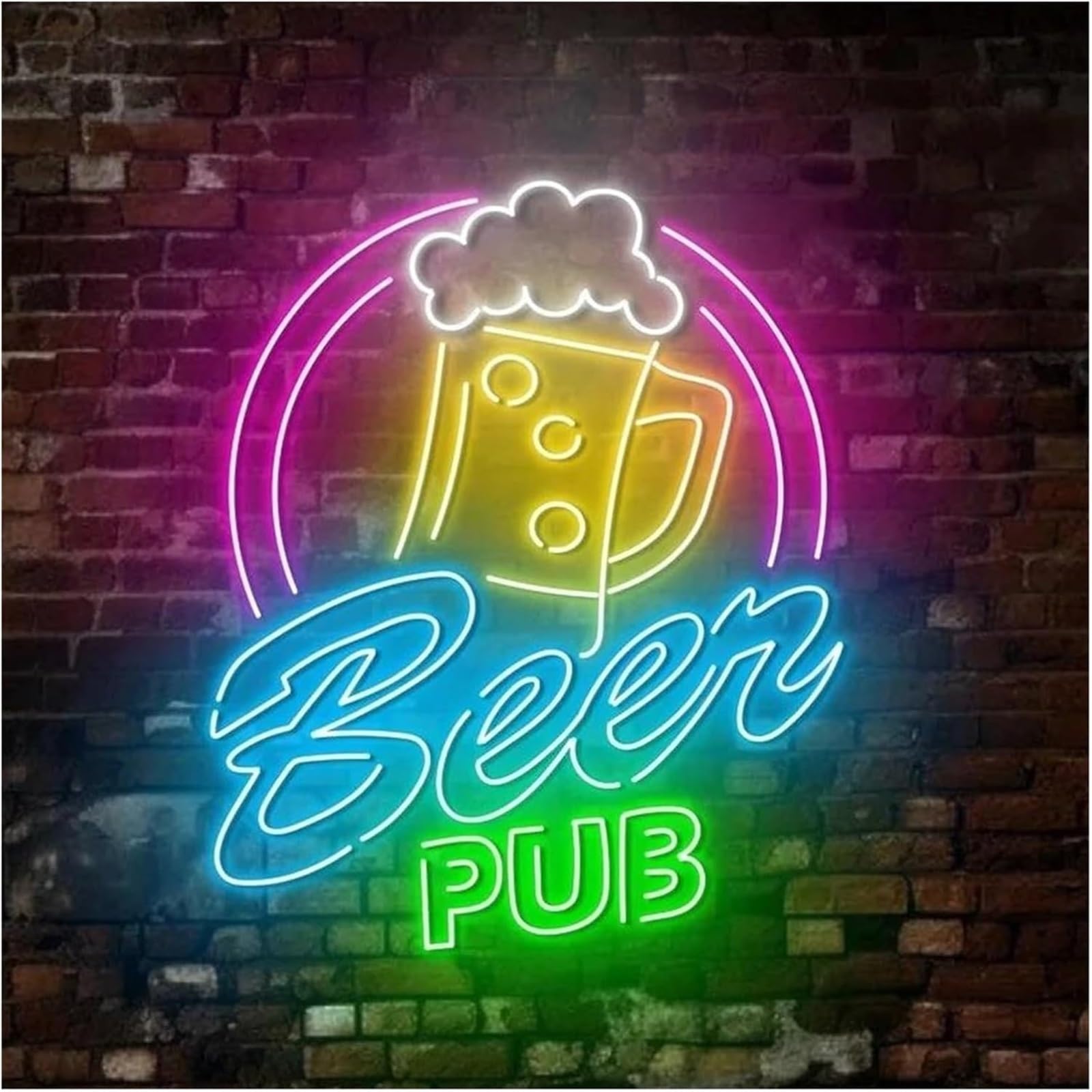 Segno di luce al neon Insegna al neon "Beer Pub" con scritta di benvenuto, ideale per una festa, 51 cm