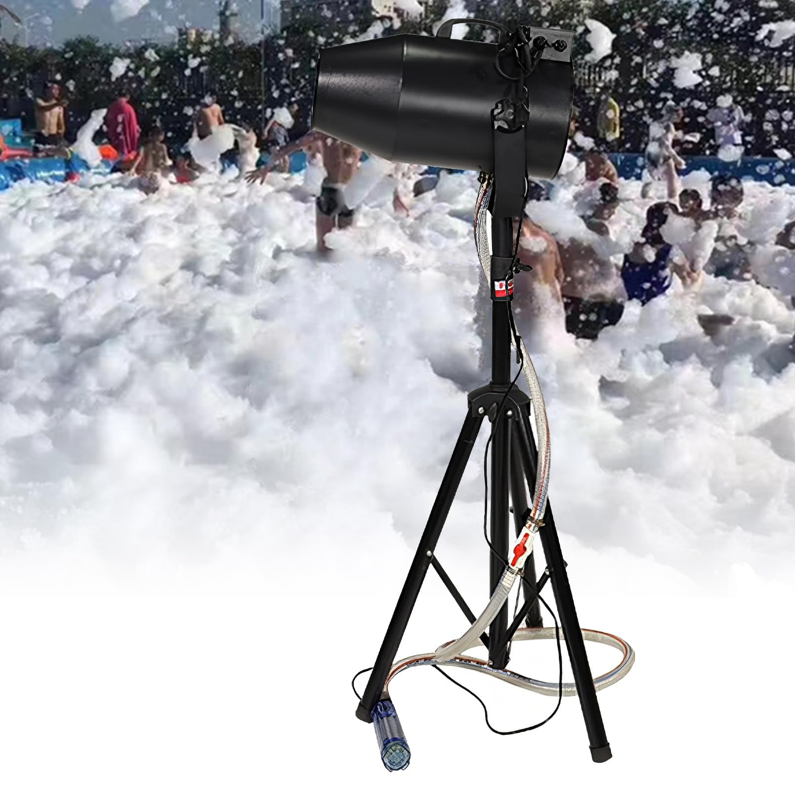 Macchina per Schiuma da 1000 W per Esterni (Area 60 m, Distanza 6-8 m) Effetto palcoscenico, Testa Mobile, Attrezzatura per Feste in Discoteca, Atmosfera Natalizia, Custodia per DJ