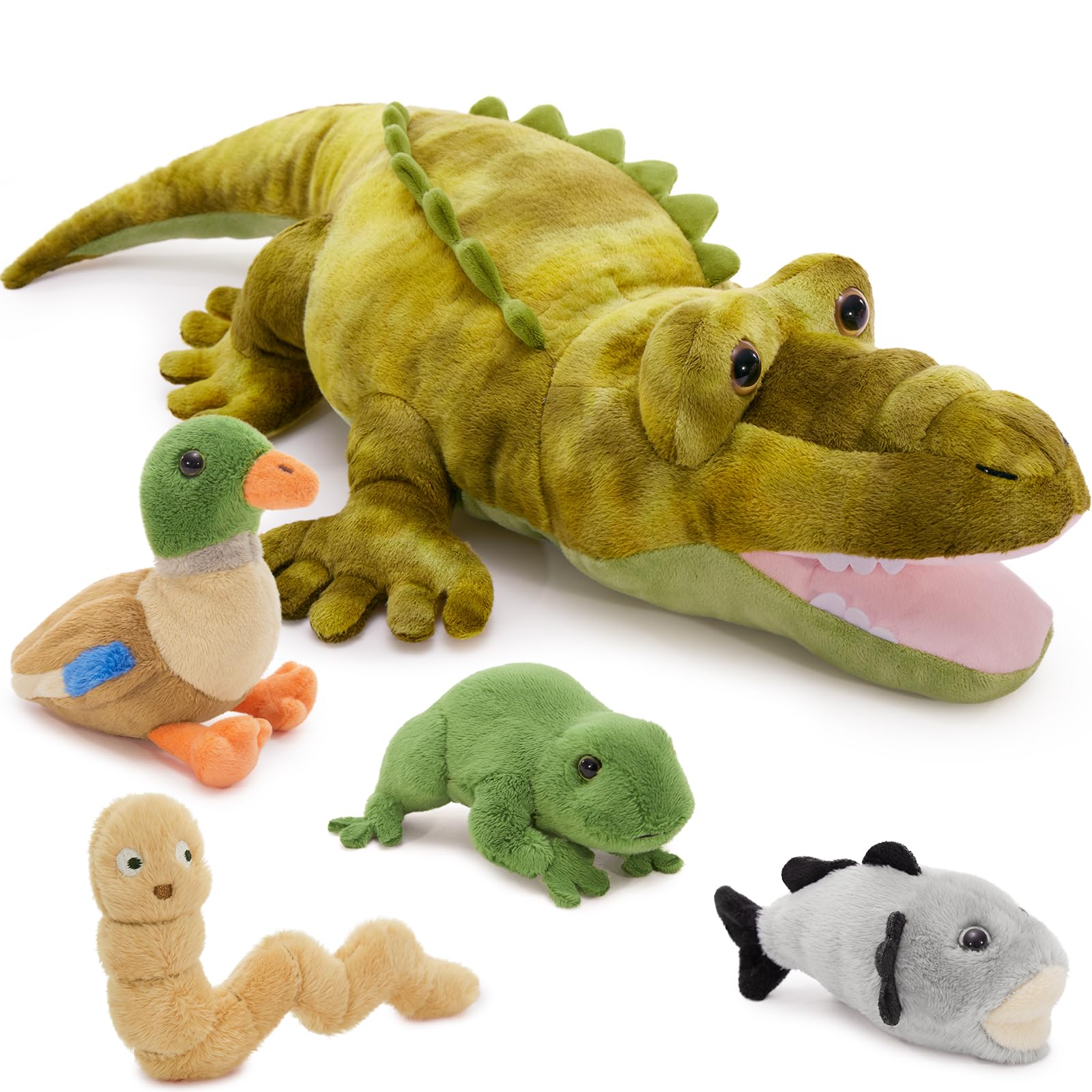 MaoGoLan 65cm Big Fluffy Crocodile Teddy Stuffed Animal, Mommy Croc with Baby Inside, Large Cuddly Soft Alligator Plush Toy, Kids Birthday & Christmas Decoration — image 1