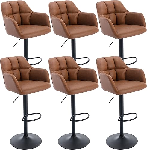 VESCASA Taburetes de bar ajustables giratorios de piel sintética con respaldo medio cuadrado copetudo taburetes de bar tapizados modernos de