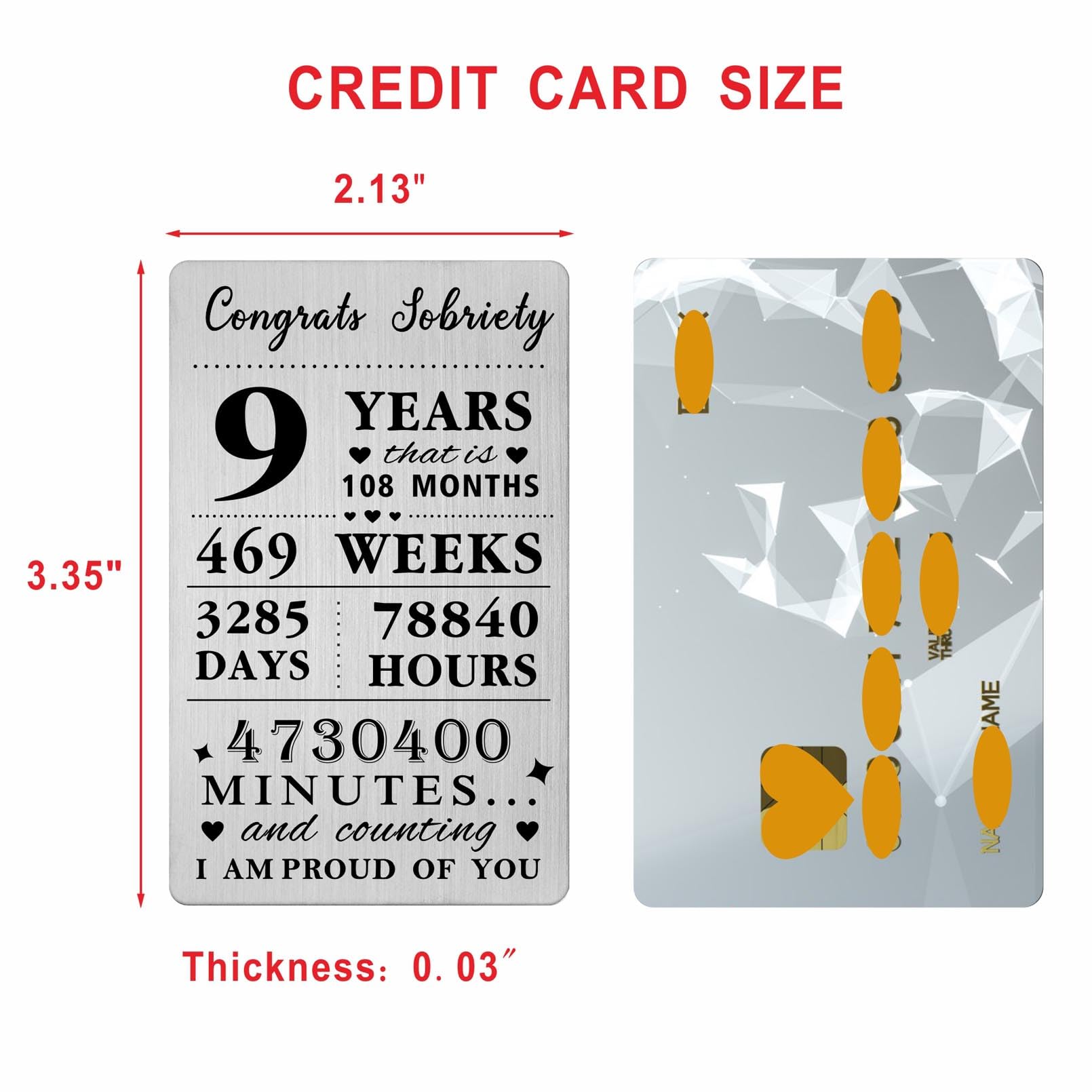 Gezxin 9 Years Sobriety Gifts For Men Women- Congratulations 9 Years Sober Card for Him Her- Personalised 9 Year Recovery Gifts One Day At A Time - Image 2