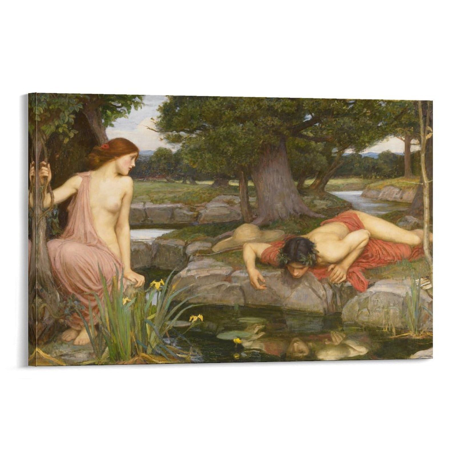 John William Waterhouse Prints 《Echo And Narcissus》 Wall Art Poster Wall Art Painting Canvas Living Room Prints Bedroom Decor 08x12inch(20x30cm)