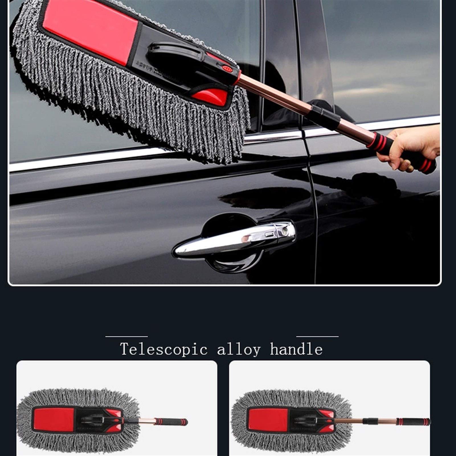PENGQ Microfibra collettore di polveri Car Wash Mop con Maniglia a Scomparsa for Esterni ed Interni, Non Lascia Pelucchi □ nessun graffio Spazzola di Pulizia for Pulizia