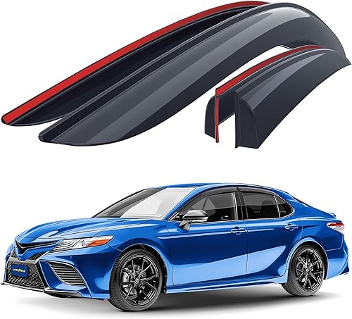 Goodyear GY003125LP - Deflectores de ventana lateral inastillables para Toyota Camry 2018-2022, protectores de lluvia con cinta, viseras de ventana