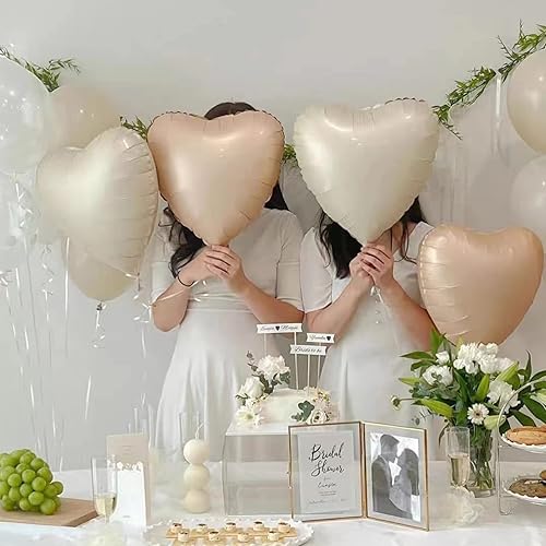 Miniatura 7 de 28 globos de arena blanca de 18 pulgadas, globos de aluminio de Mylar marrón nude, bronceado, crema, globos neutros caramelo, boho, beige,