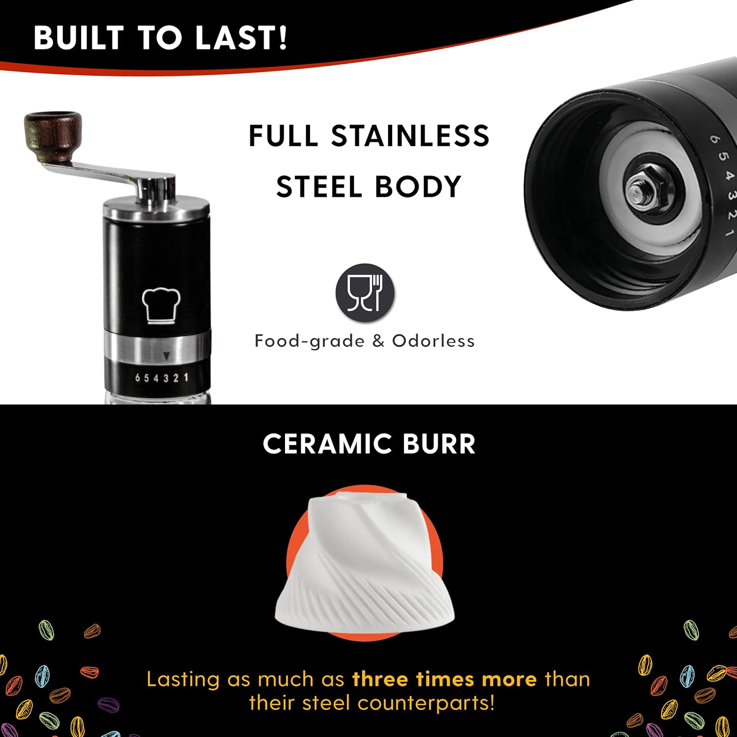 Manual Coffee Grinder, Easily Adjustable Coarseness, Portable Handheld Mill, Stylish Hand Crank Grinder For Office, Home, And Camping 4 Manual Coffee Grinder, Easily Adjustable Coarseness, Portable Handheld Mill, Stylish Hand Crank Grinder For Office, Home, And Camping