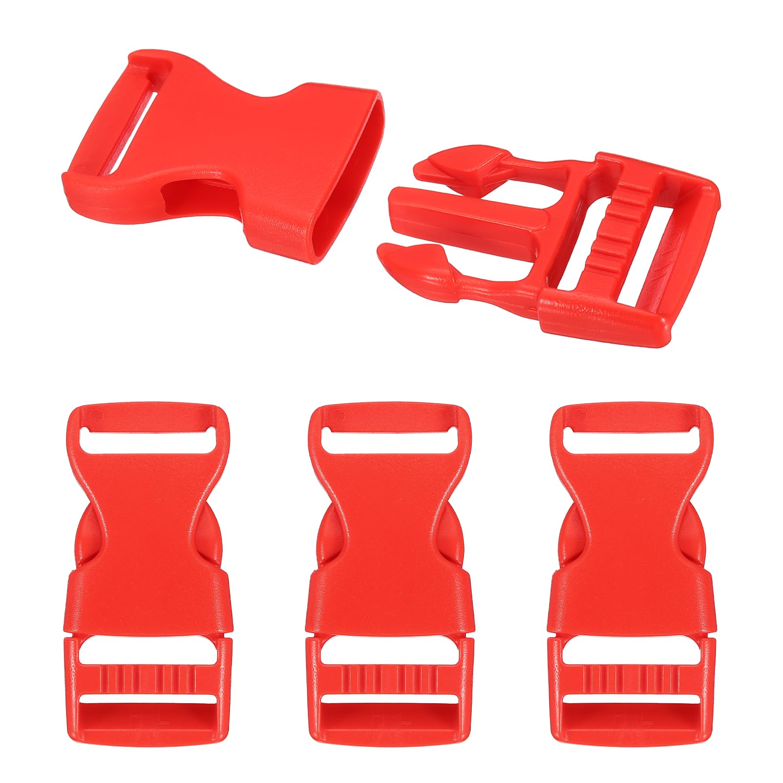PATIKIL 4 Pcs 1" Quick Side Release Buckle Plastic Buckle Clip Red