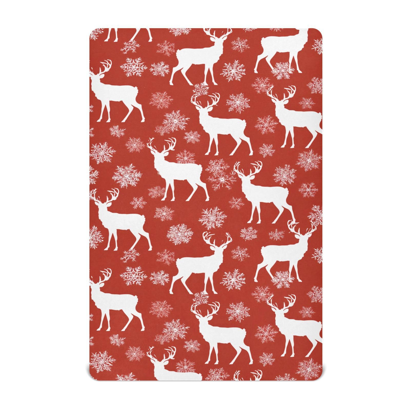 Crib Sheet Breathable Soft Crib Mattress Sheet for Baby Toddler Boys Girls Fitted Crib Sheet Fit Standard Crib Mattress 52 x 28 Inch Red Christmas Snow Deer