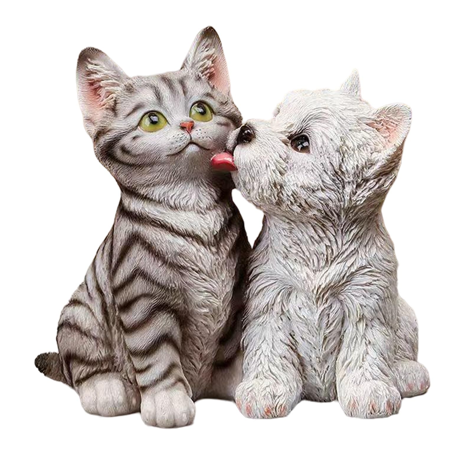 ハンドメイド 個性的 アート作品 動物 置物 雑貨 可愛い 猫 犬 Amazon.co.jp: かわいい猫犬像、樹脂猫犬置物、屋外屋内装飾