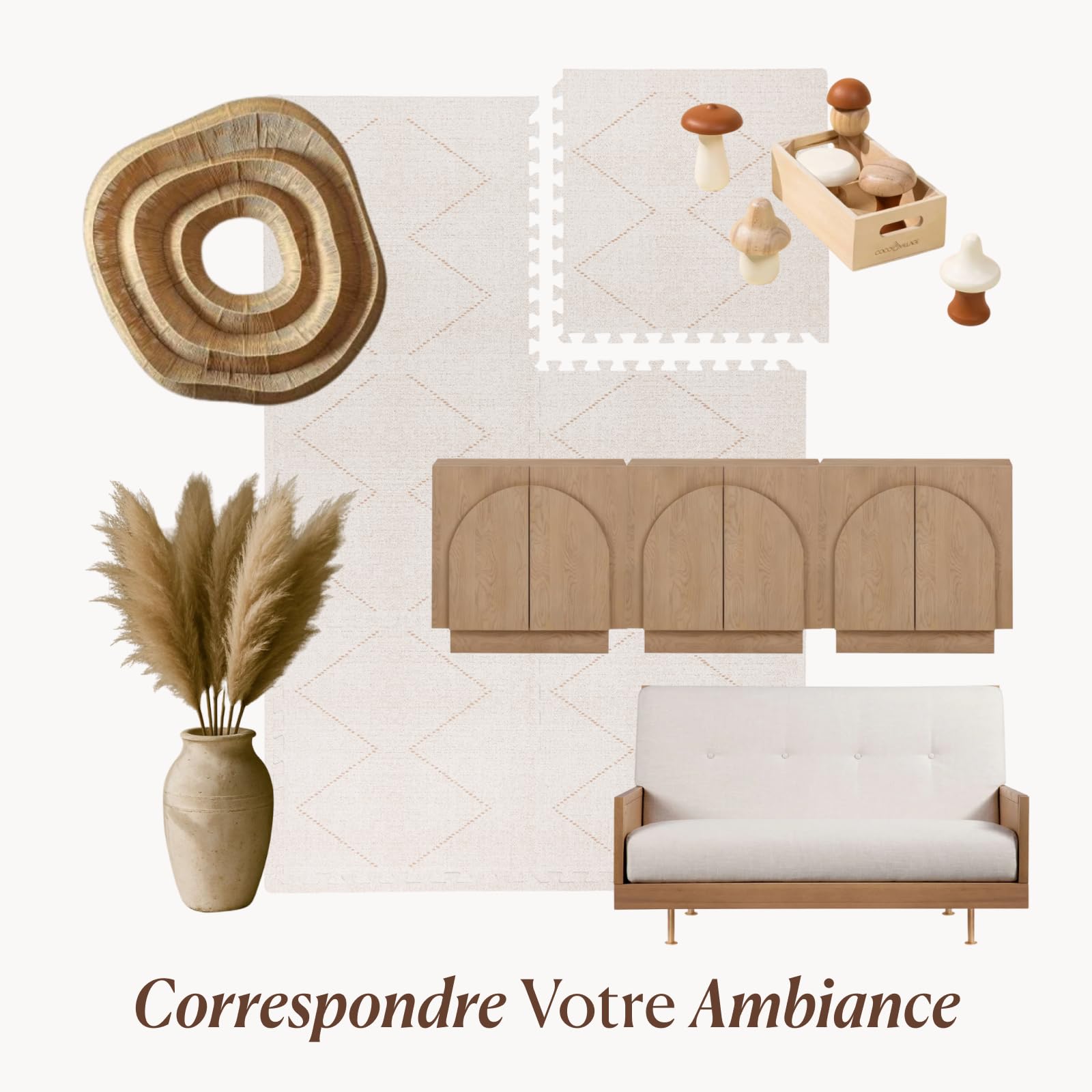 Toddlekind Premium Tapis Puzzle Bebe – 6 Pièces en Mousse EVA, Tapis Eveil Bebe Pour Les Espaces De Vie – Aire De Jeu Modulaire De 1,2 Cm D'Épaisseur - 60×60cm Par Dalle, 120×180cm