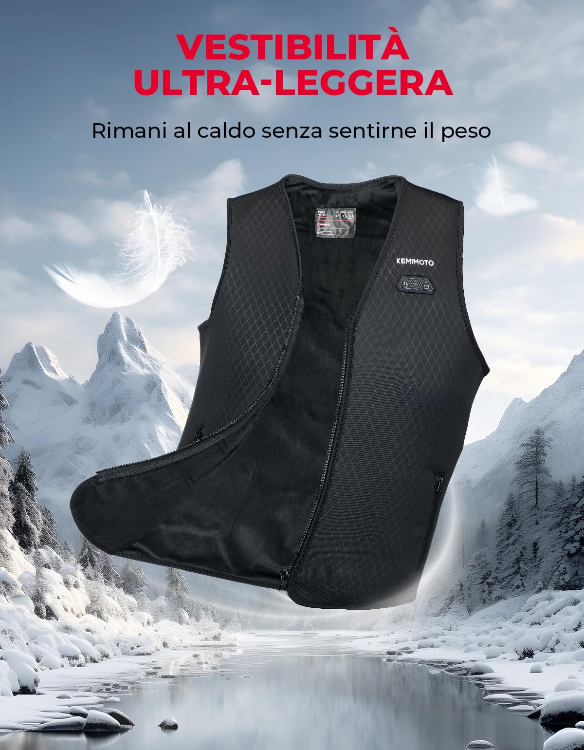 KEMIMOTO Gilet Riscaldato Donna, Elettrico Gilet Riscaldato con USB, Giubbotti Riscaldati con 3 Temperature per all’aperto Lavoro Sci Escursionismo Caccia Moto (Senza Batteria)