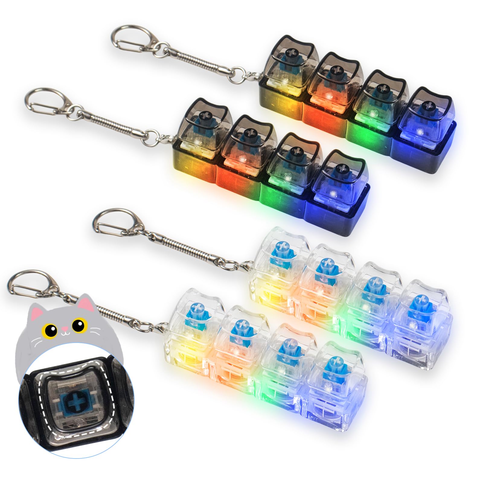 Amazon.com: 4 Pcs Keyboard Fidget Toy for Adult, Light Up Cute Cat