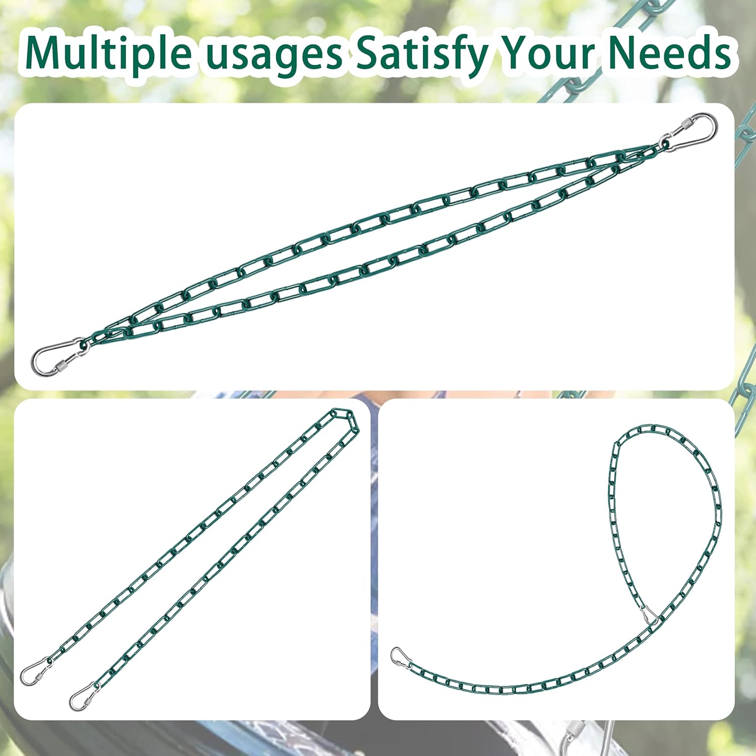 2 Swing Chains Heavy Duty (83") Fully Plastic Coated with 4 Free Quick Links Anti-Rust Iron Link Chains for Playground Kids Tree Swing Seat Accessories and Replacement