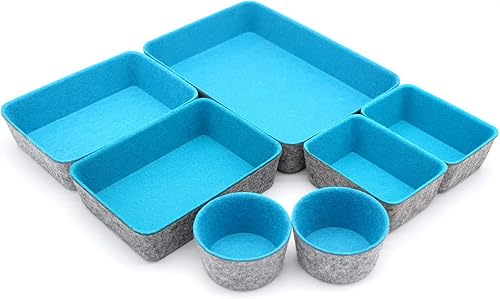 Miniatura 2 de Organizadores de cajones, bandejas de fieltro, contenedores de almacenamiento de escritorio, contenedores pequeños, caja organizadora redonda para