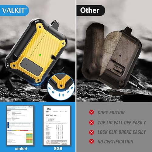 Miniatura 2 de Valkit Armor Series - Funda protectora a prueba de golpes para AirPods Pro de 21 generación con llavero mosquetón, indicador LED y bolsa para