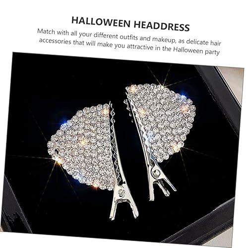 Miniatura 8 de FRCOLOR Pinzas para el cabello, 8 piezas de orejas de gato, pasadores de pelo con purpurina plateada, accesorios para el cabello de fiesta de